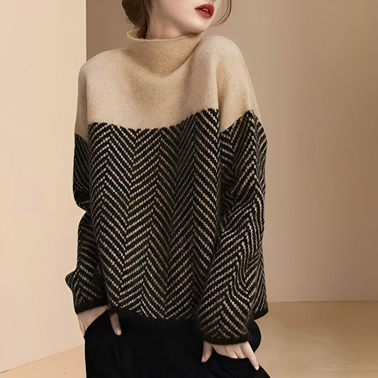Antonia - Elegante Maglione a Maglia Patchwork per Donne