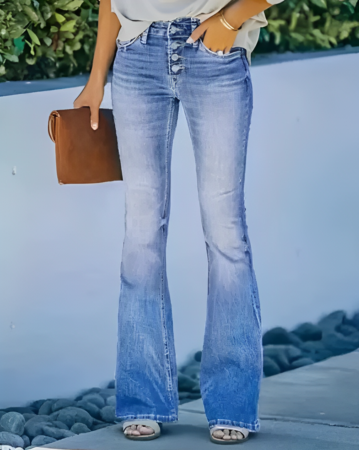 Glenna - Pantaloni a zampa estivi con motivo floreale per donne