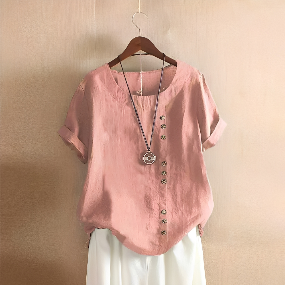 Corrine - Blusa classica in lino un'ampia vestibilità per le donne