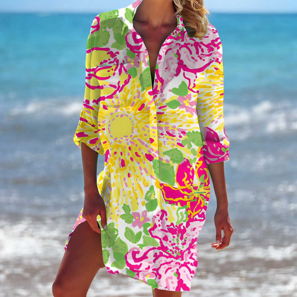 Ariel - Abito camicia da spiaggia morbido per donne 