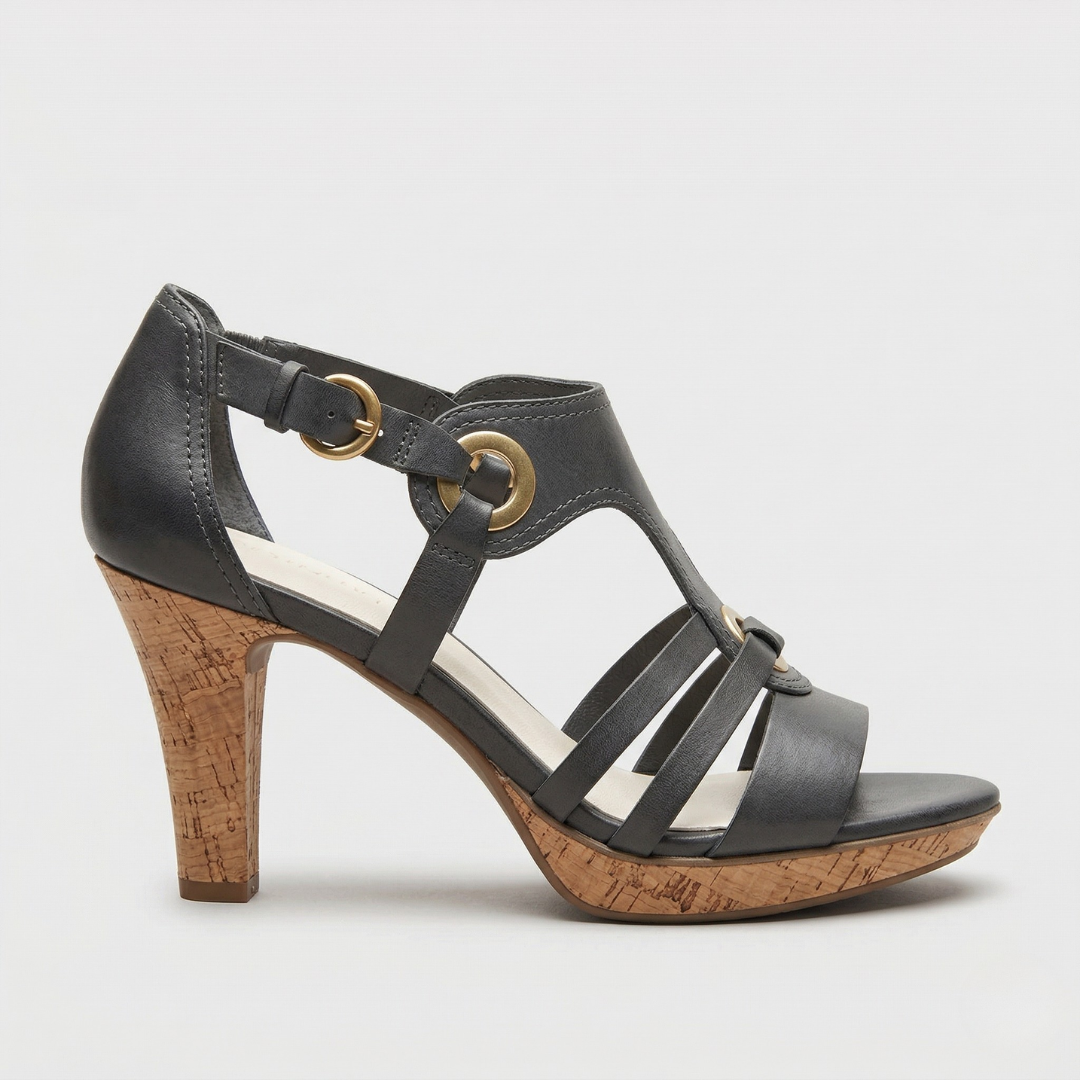Carla™ | Sandali con Tacco in Sughero e Cinturini in Pelle