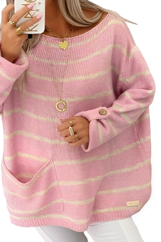 Elianna - Maglione a righe casual e ampio per donne 