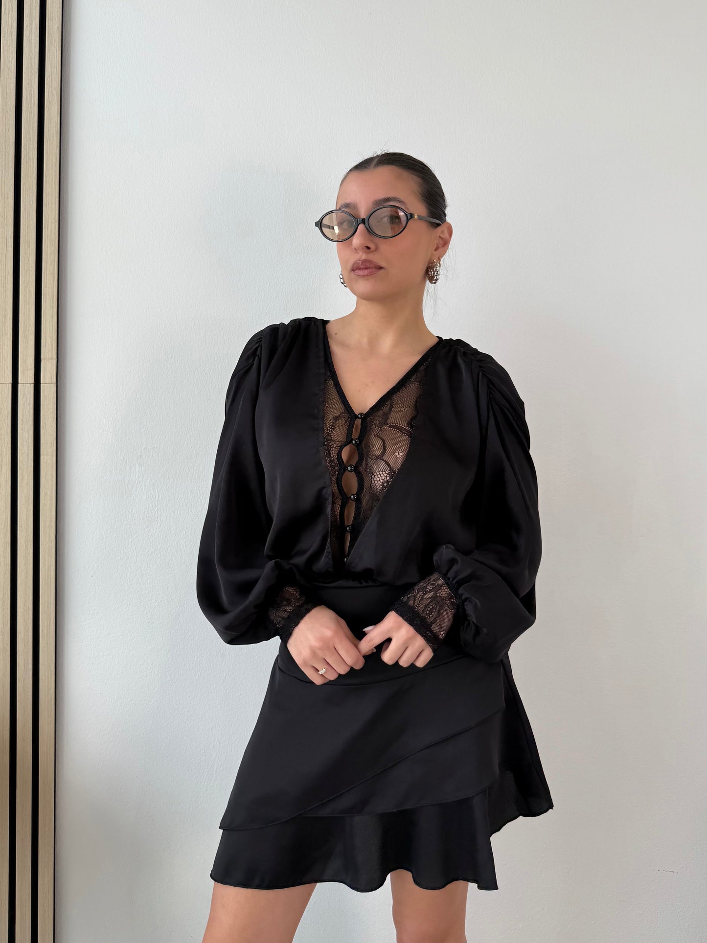 Satin dress with lace TREND