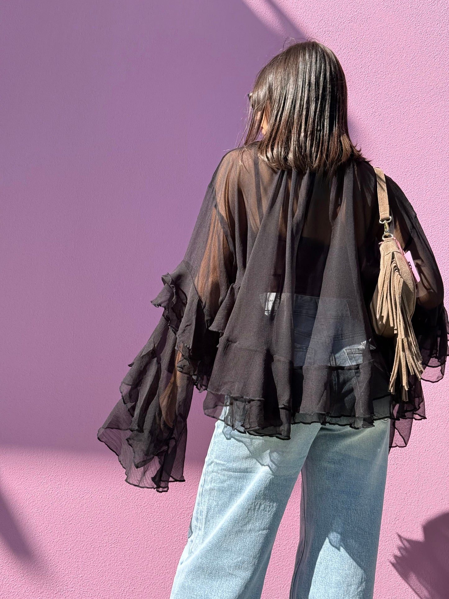 Borsa con frange TREND in vera pelle