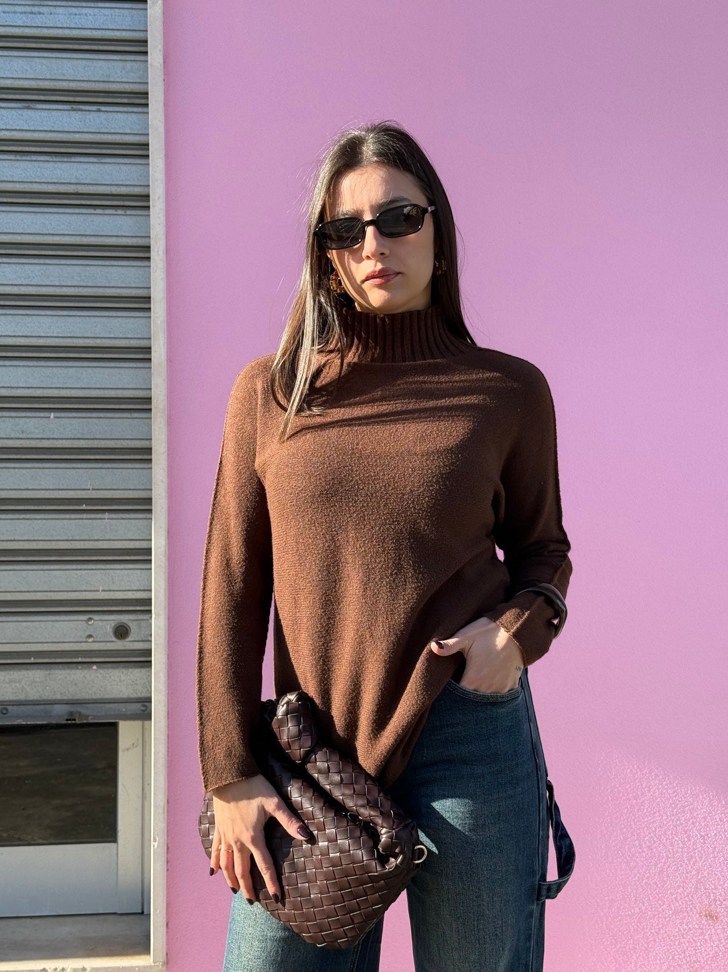 Maglioncino collo marrone