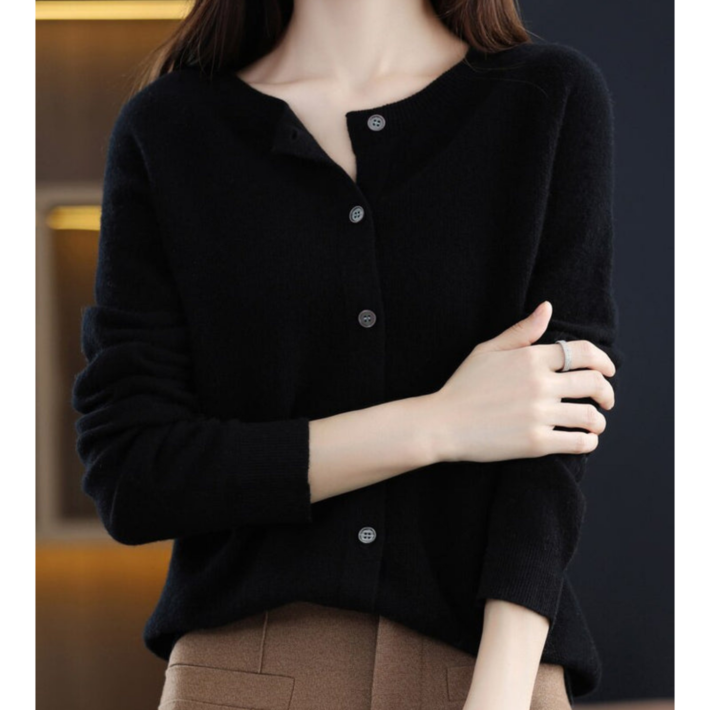 Mariví - Elegante cardigan Collo O in lana