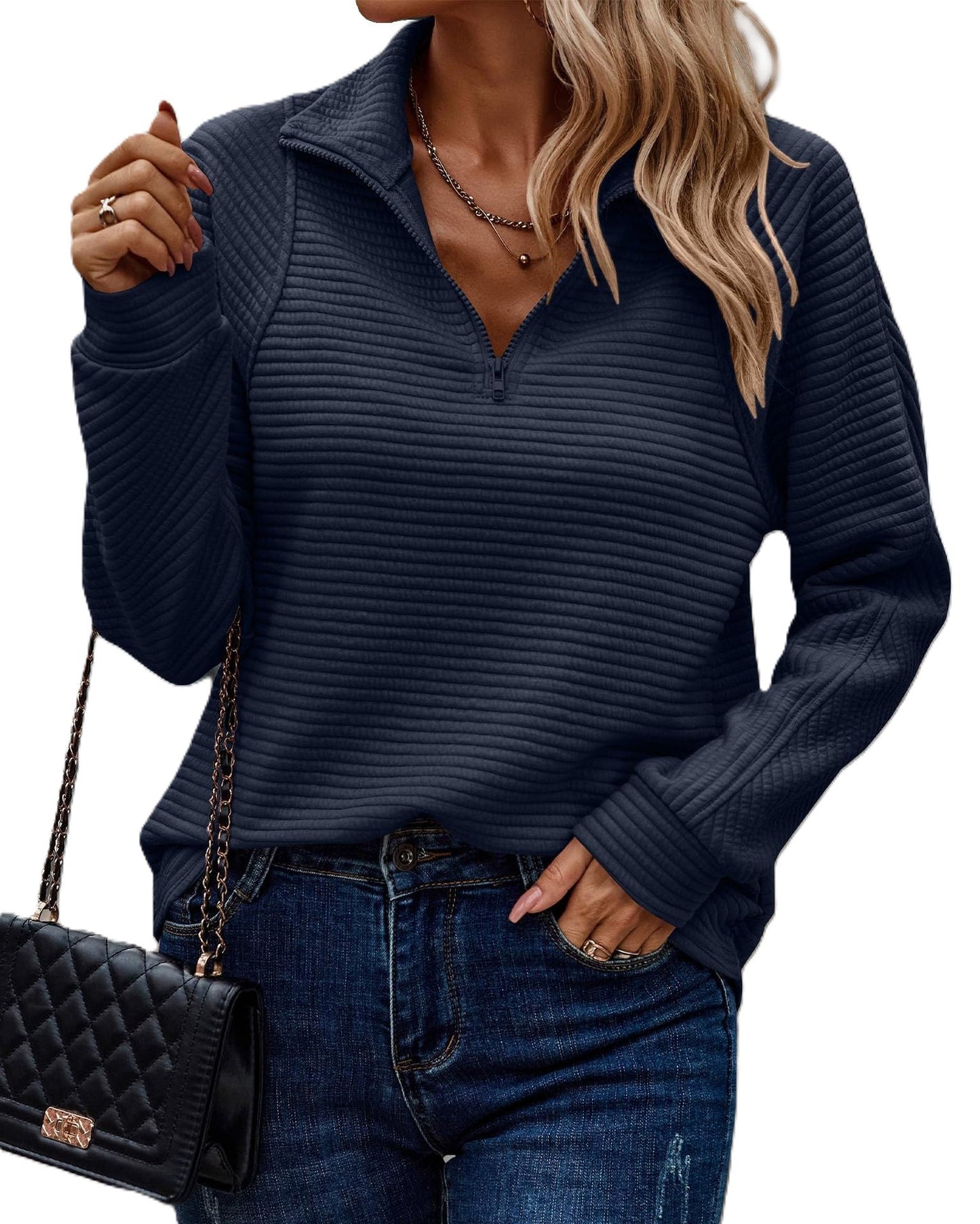 Zinnia - Maglione a coste con zip per donne