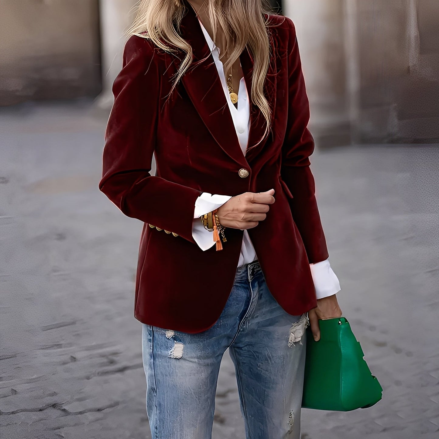 Alise - Elegante blazer in velluto a taglio stretto per donne 