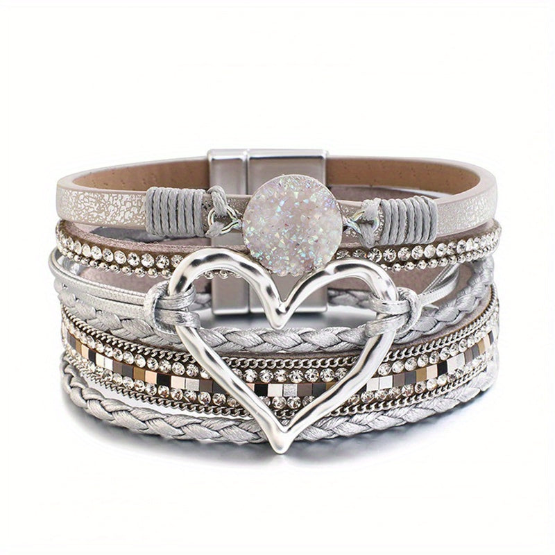 Bracciale in pelle multistrato stile Boho