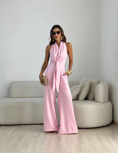 Aurora™ | Jumpsuit Drappeggiato con Nodo Sciarpa