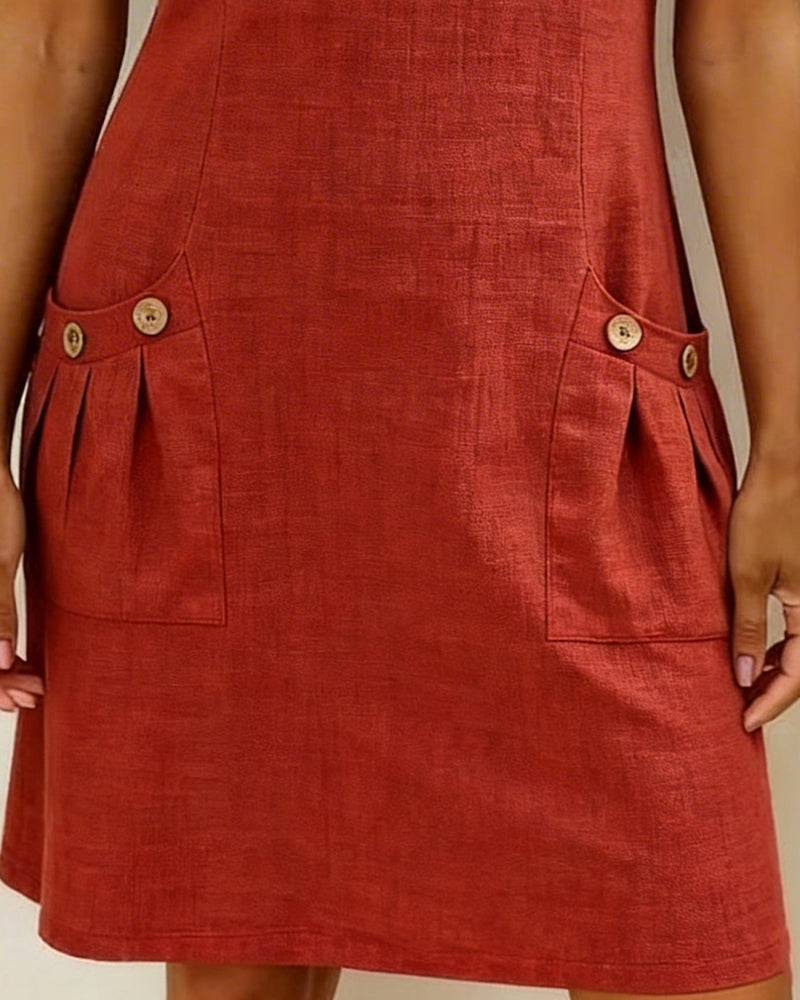 Fiorenza™ | Abito in Cotone con Zip Decorativa e Tasche
