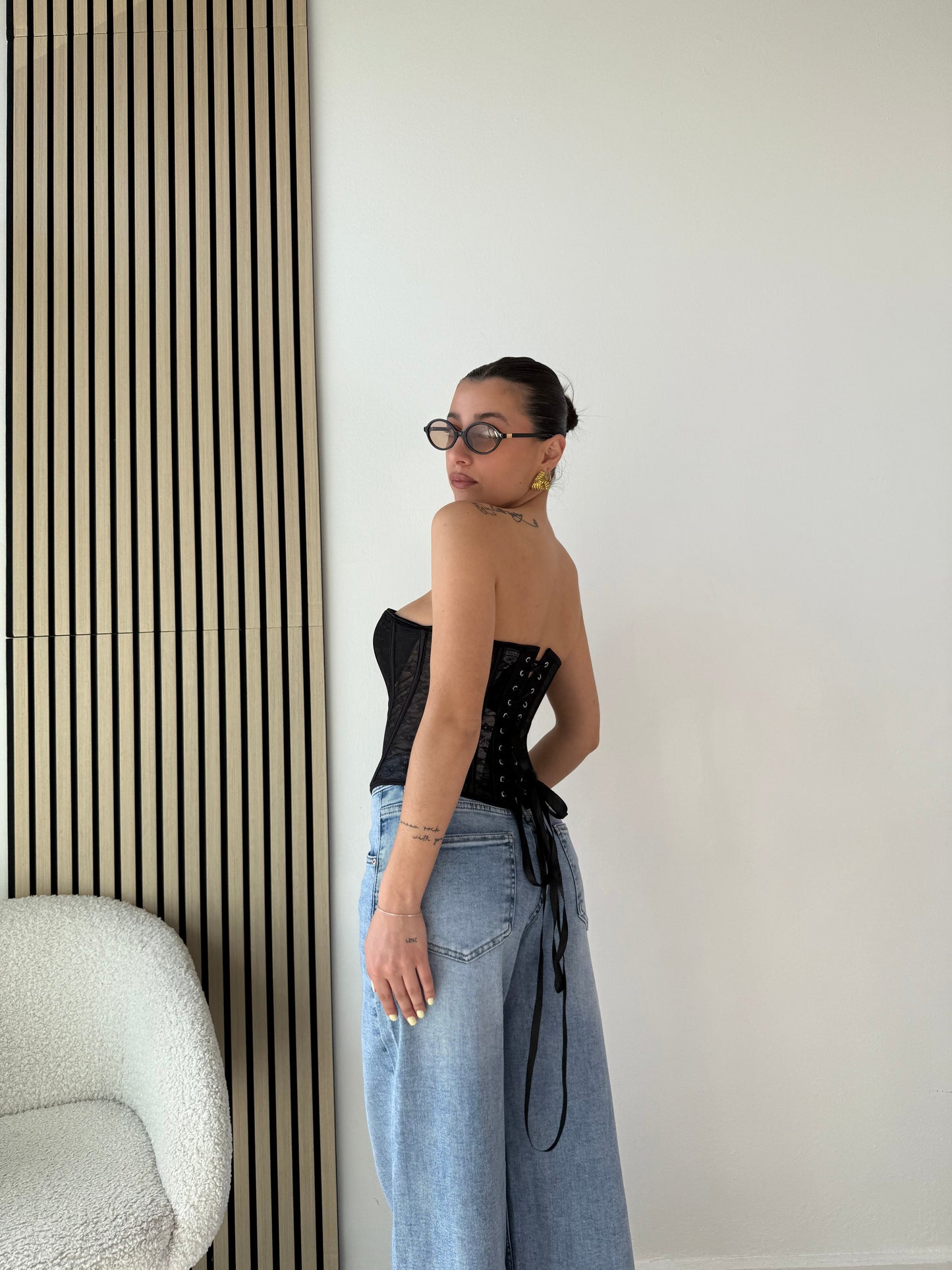Lace bodice with lacing on the back