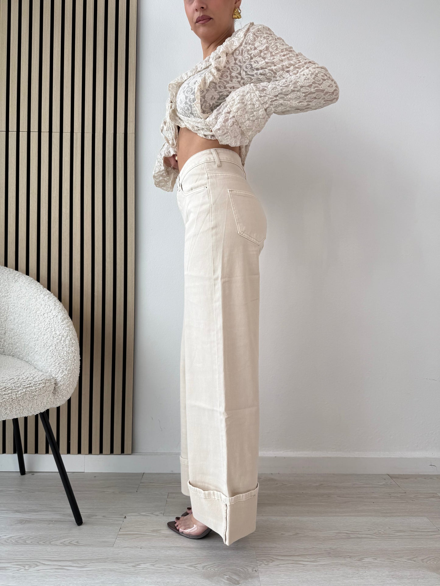 Jeans palazzo sabbia