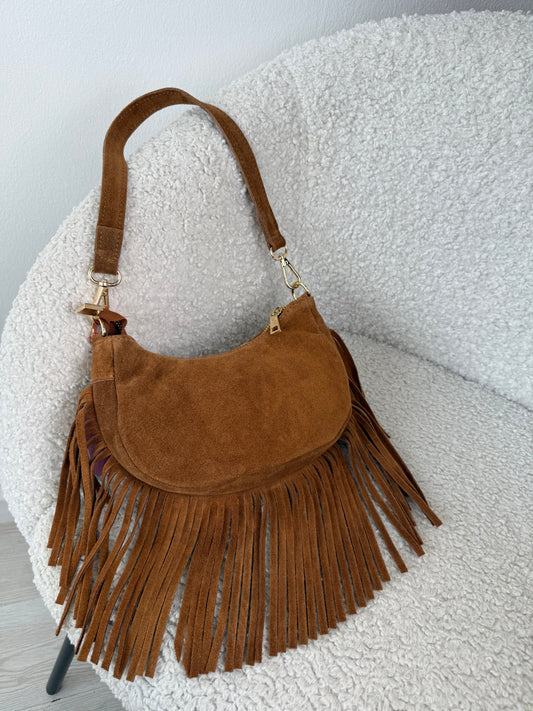 Borsa con frange TREND in vera pelle