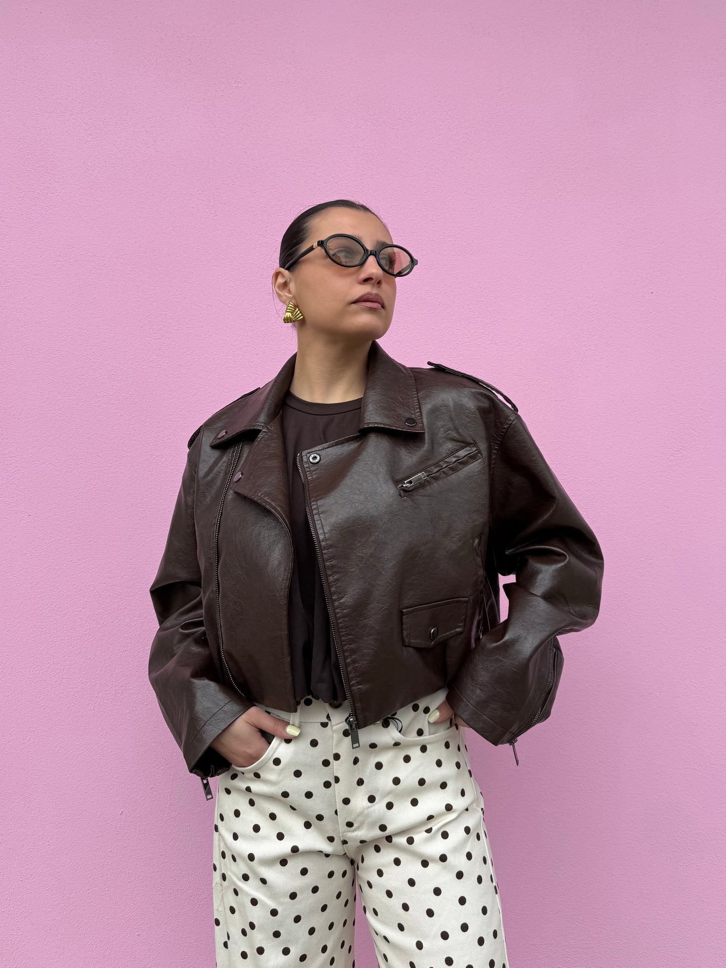 Chiodo in ecopelle a bomber