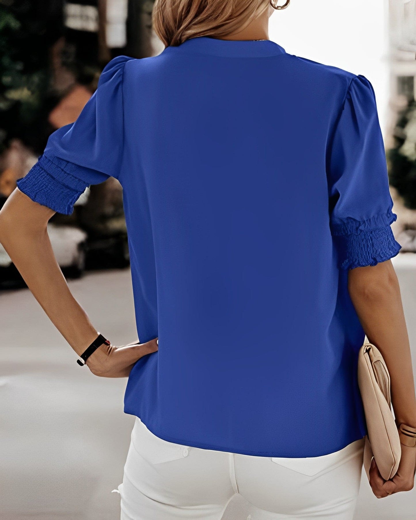 Sophia – Blusa con Scollo a V e Maniche Corte