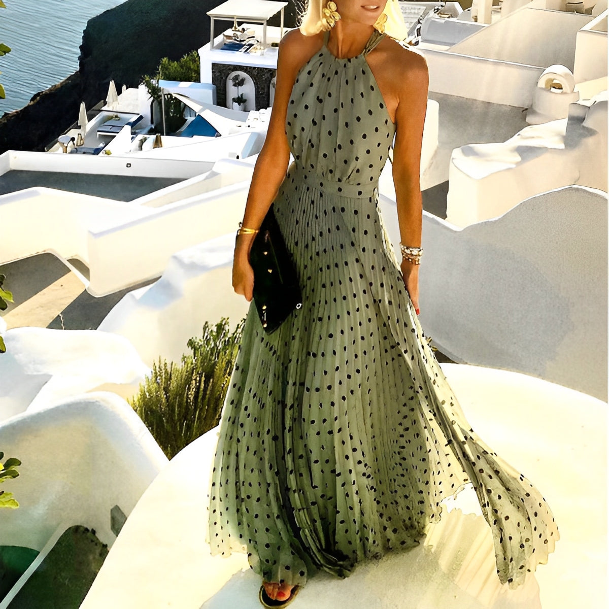 Valorie - Abito Boho plissettato con stampa patchwork per donne