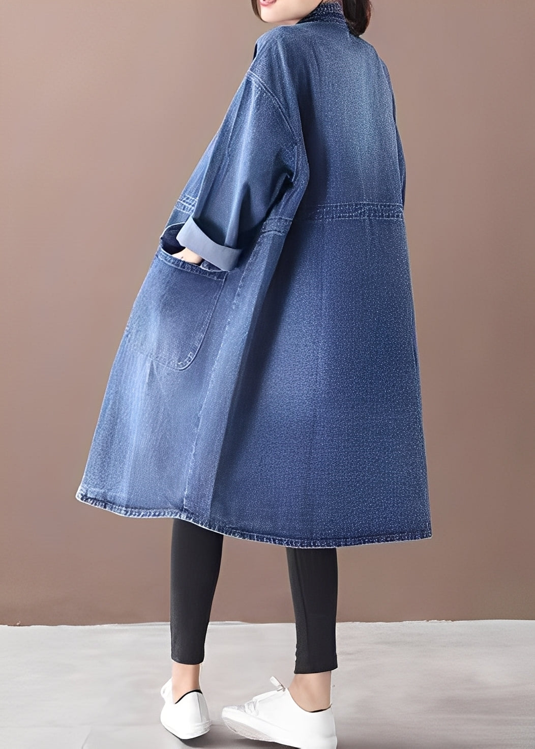 Jacinda - Giacca di jeans oversize con colletto alto per donne 
