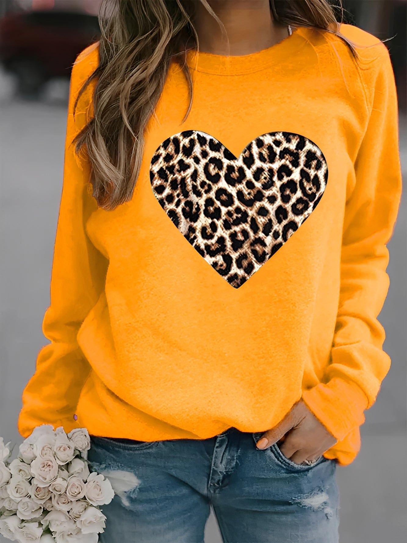 Daniella - Maglione casual con motivo a cuore per donne 