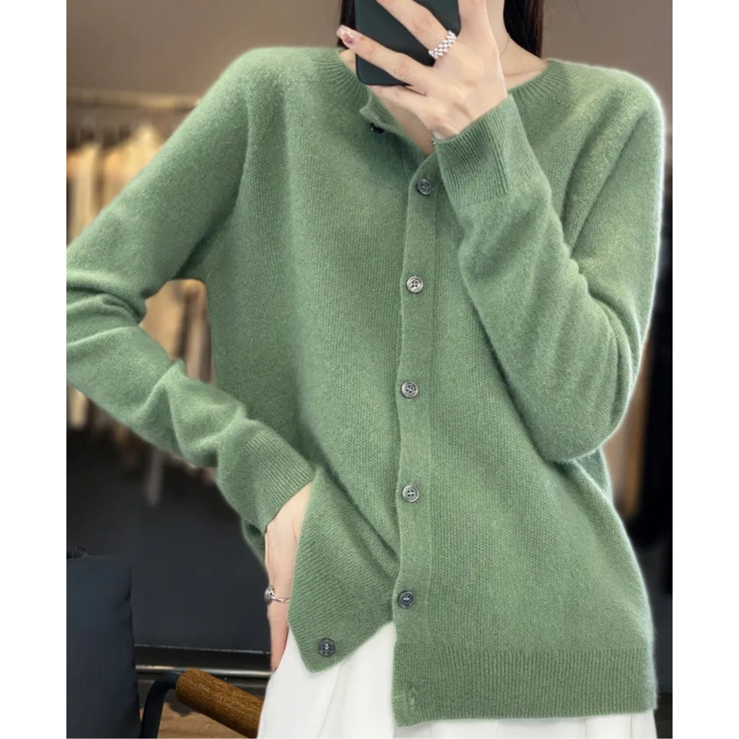 Mariví - Elegante cardigan Collo O in lana