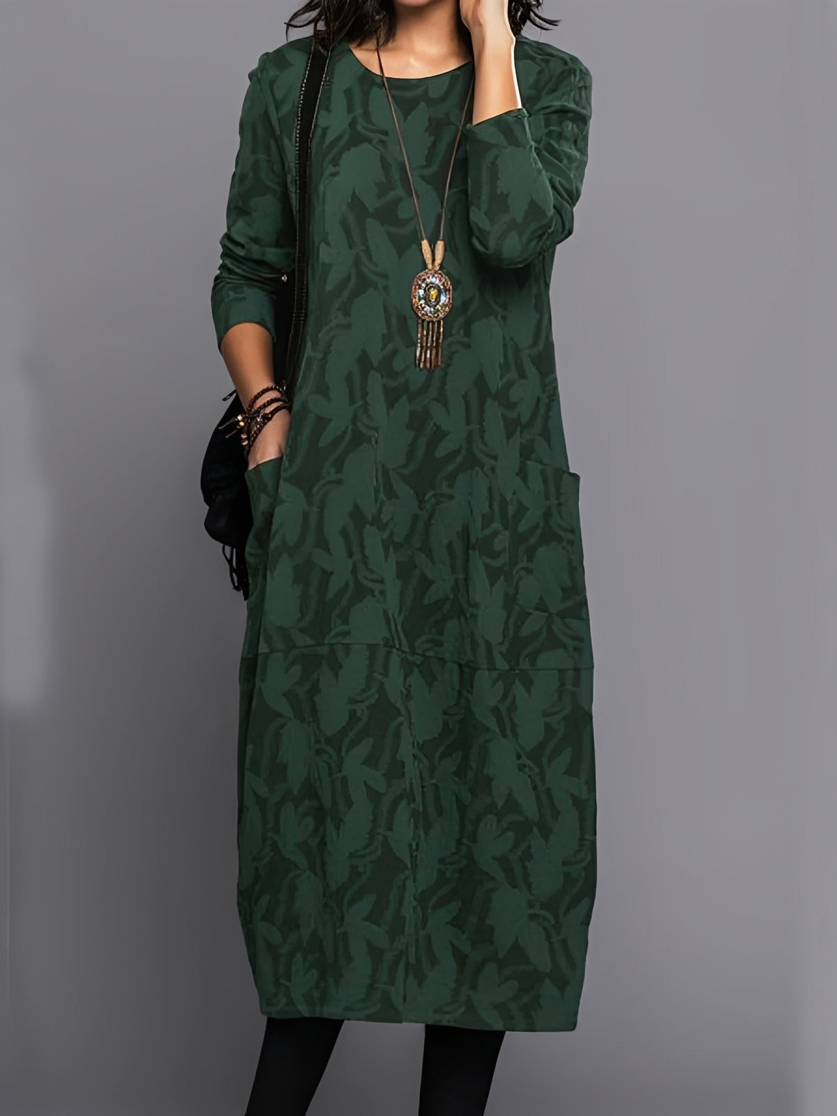 Kadence - Elegante abito a maniche lunghe con stampa per donne 