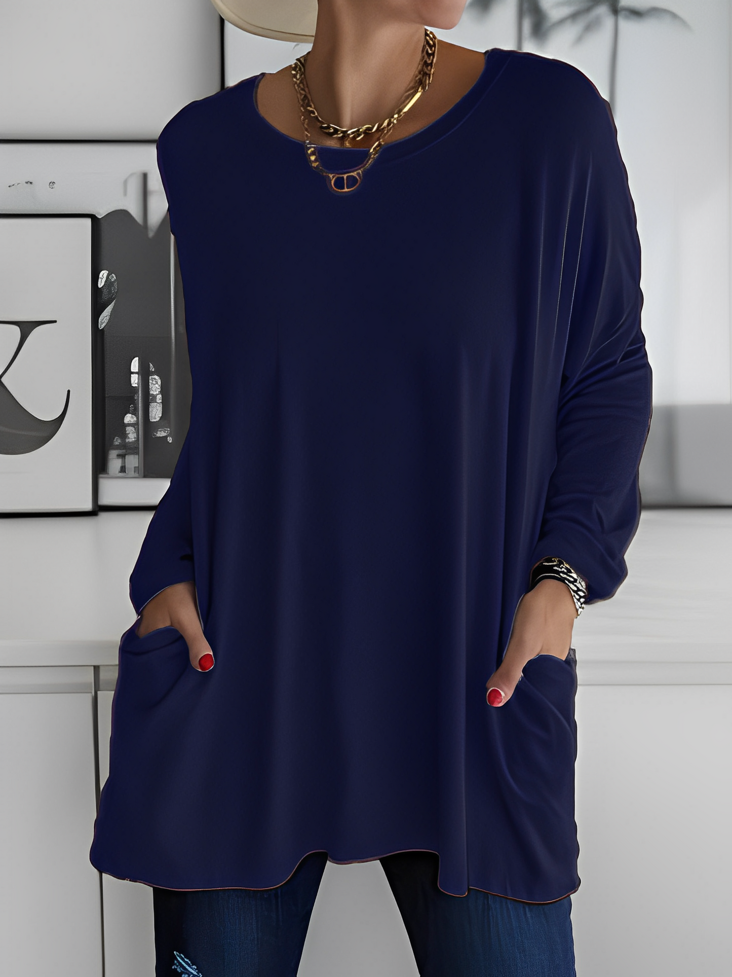 Leola - Maglione casual con tasche per donne 