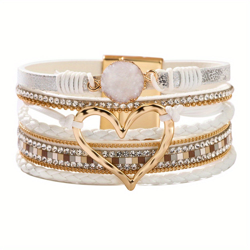 Bracciale in pelle multistrato stile Boho
