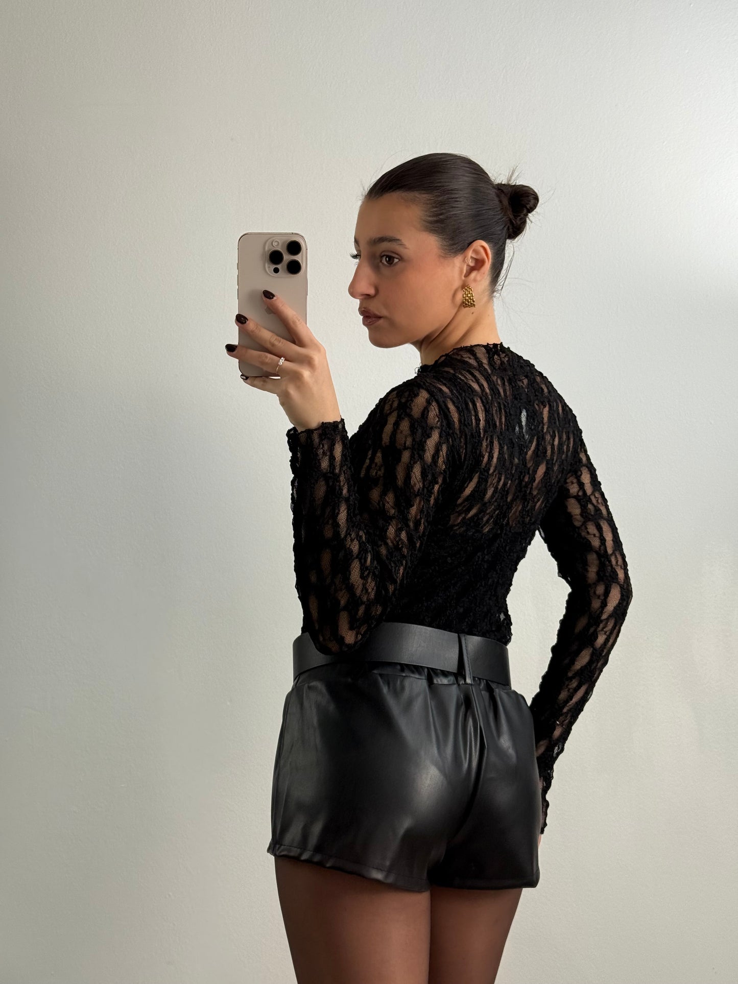 Culotte in ecopelle con cintura