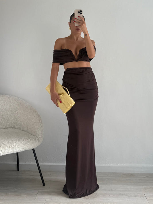 Set top e gonna lunga scollo a V
