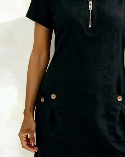 Fiorenza™ | Abito in Cotone con Zip Decorativa e Tasche