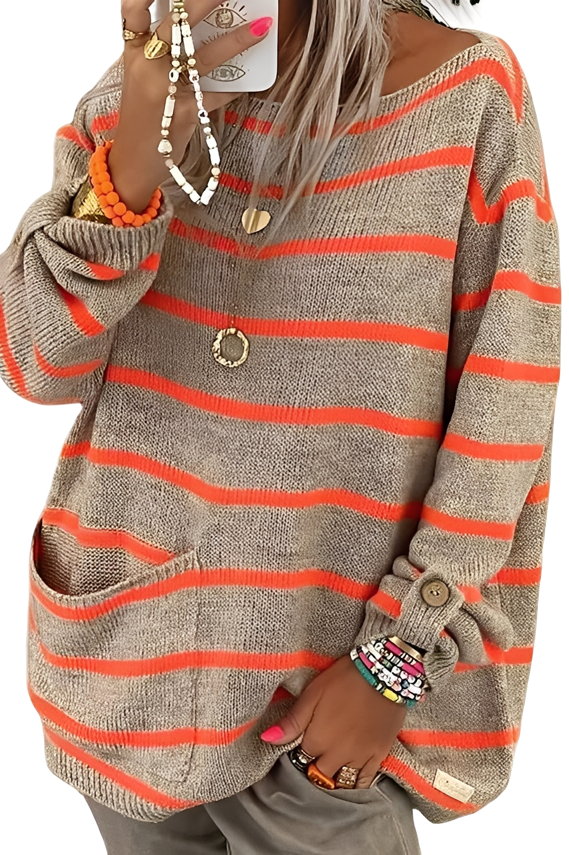 Elianna - Maglione a righe casual e ampio per donne 