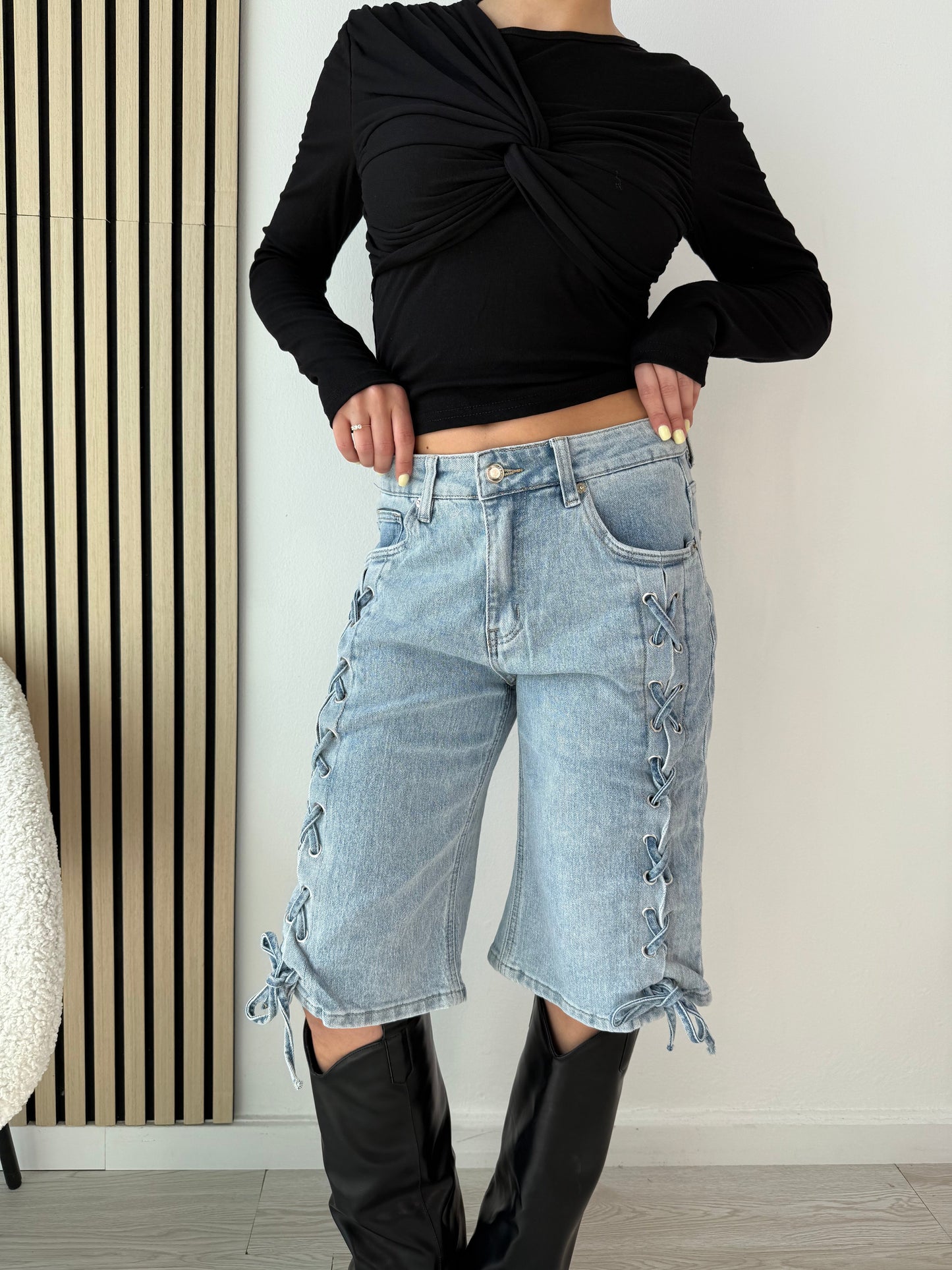 Bermuda di jeans in pizzo