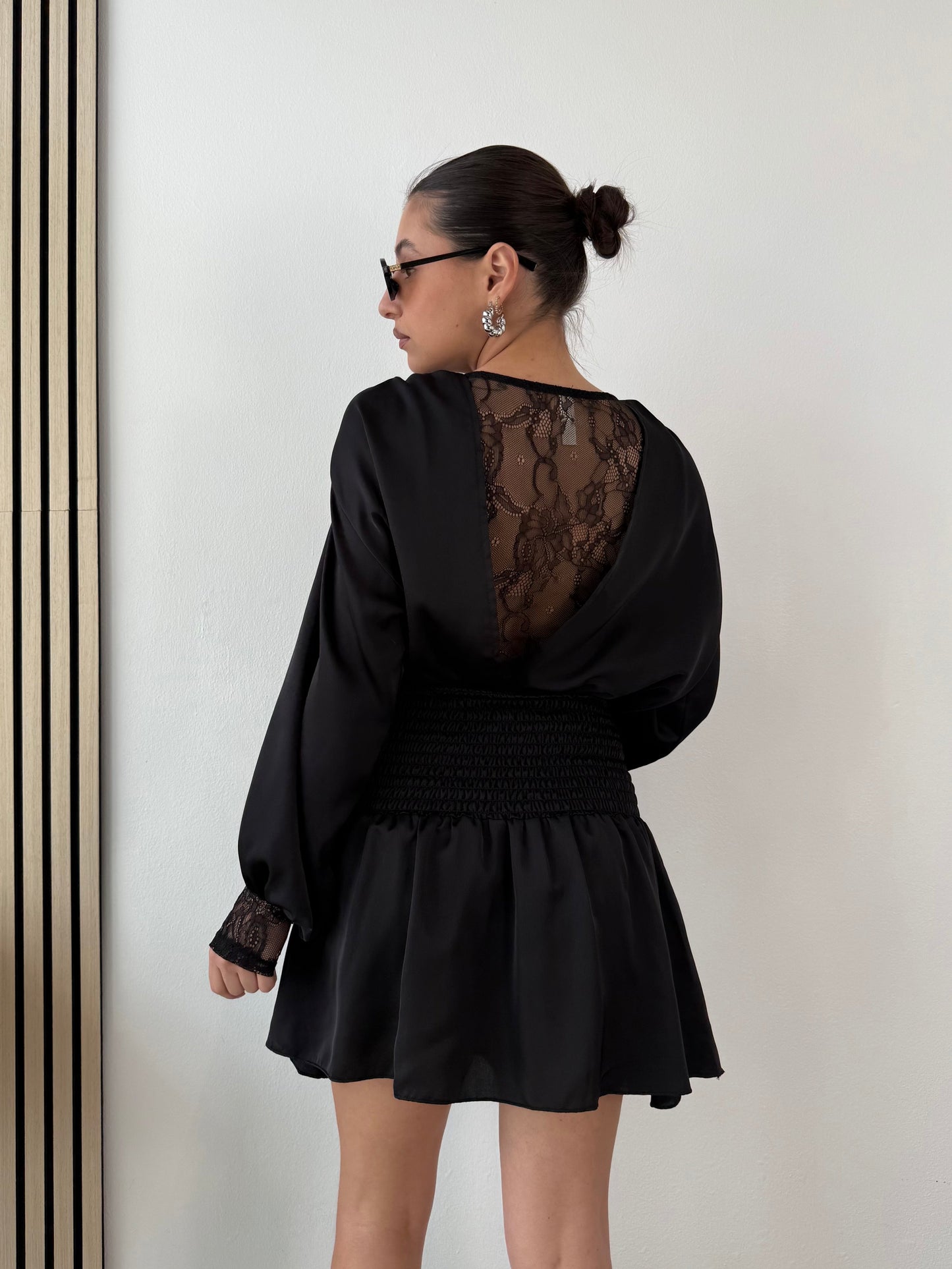 Satin dress with lace TREND