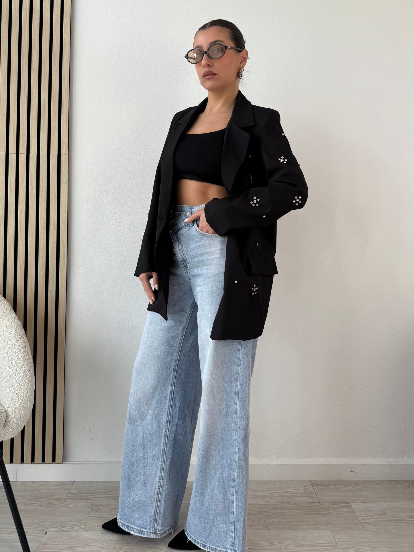 Rhinestone embellished blazer