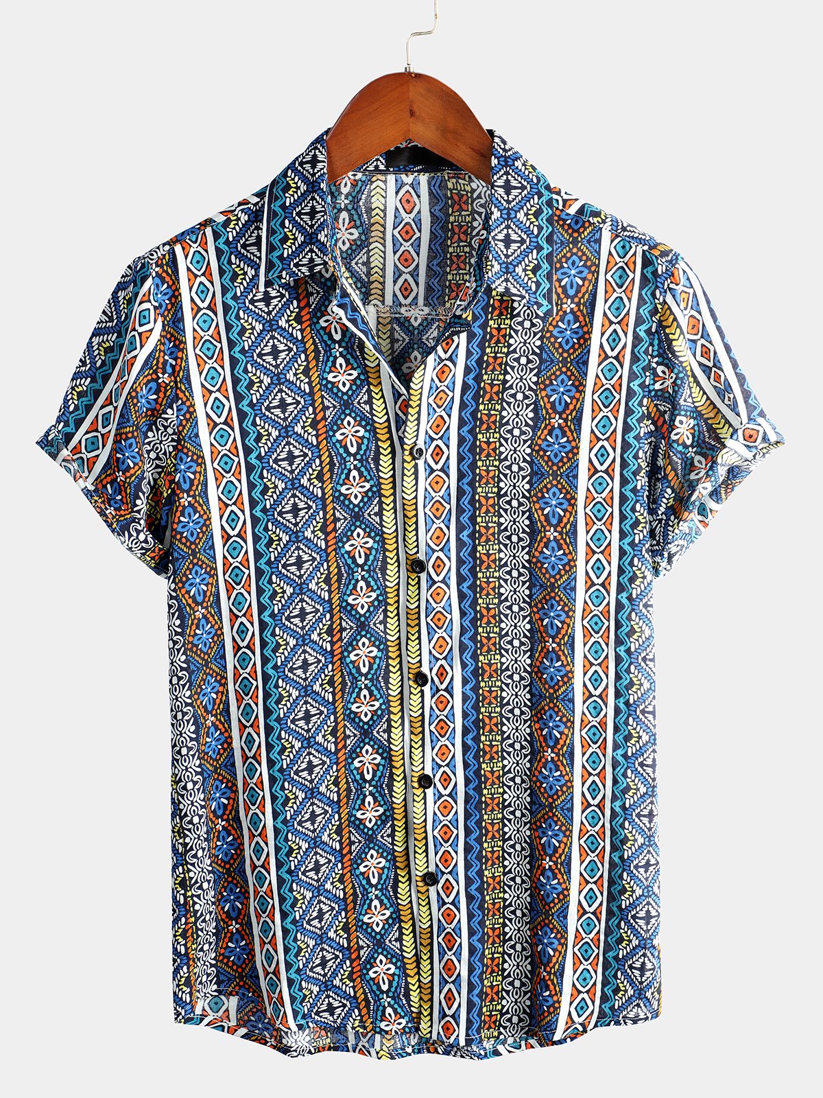 Camicia a maniche corte da uomo a righe retrò