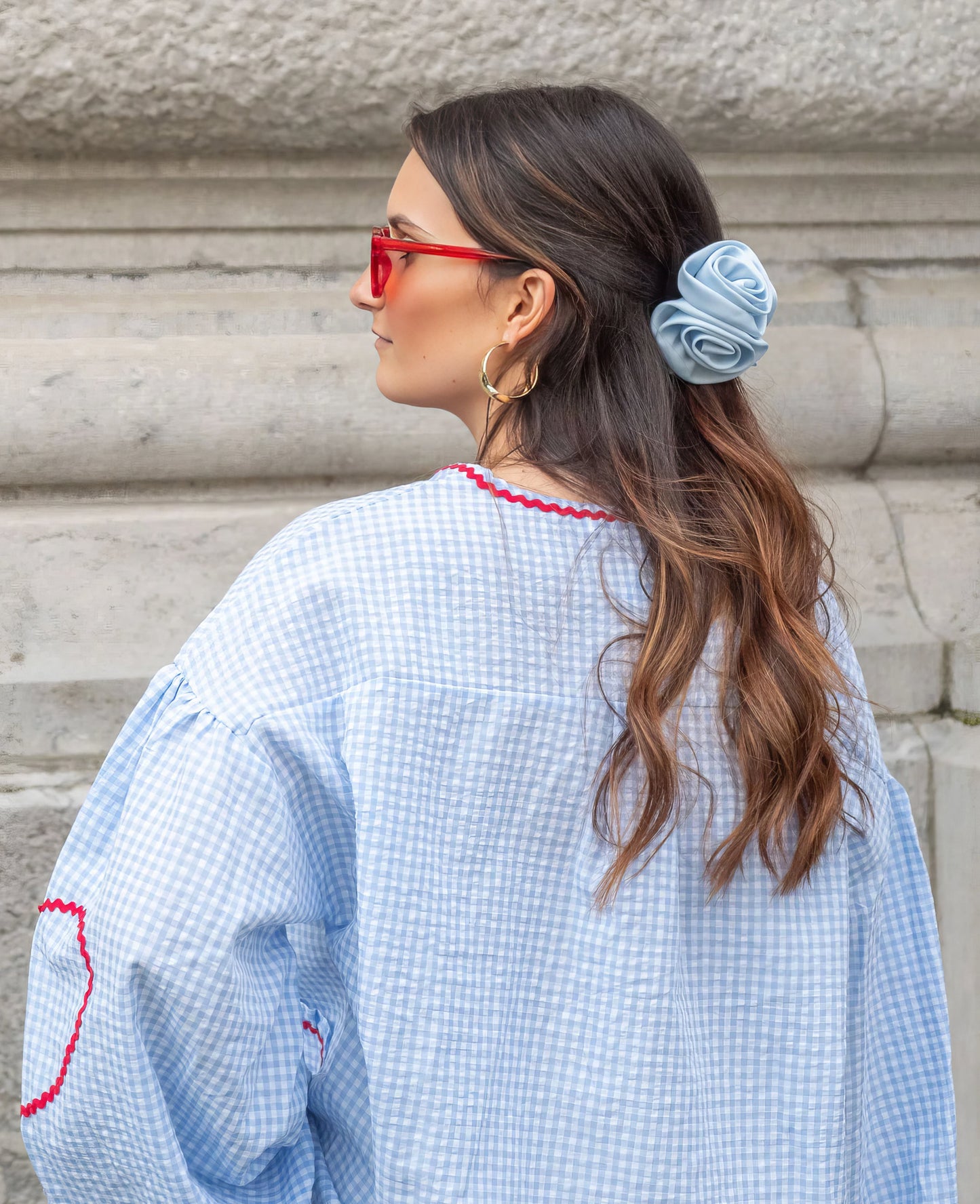 Claudia – Blusa Gingham con Fiocco