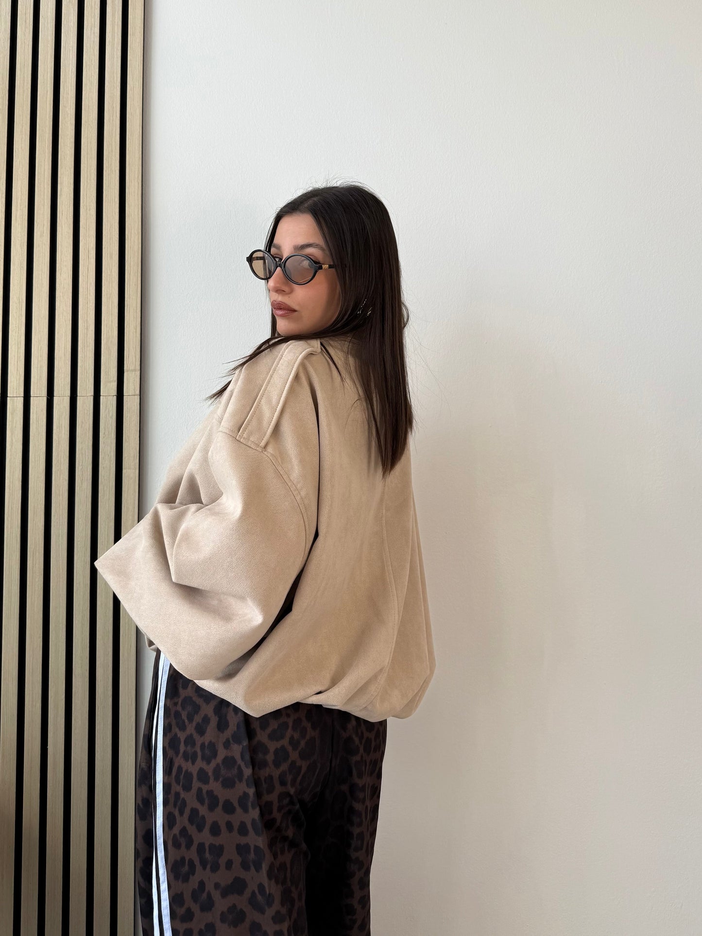 Bomber in pelle scamosciata TREND beige