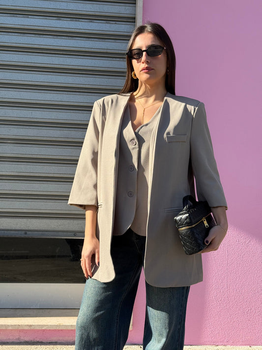 Blazer 3/4 con finto gilet