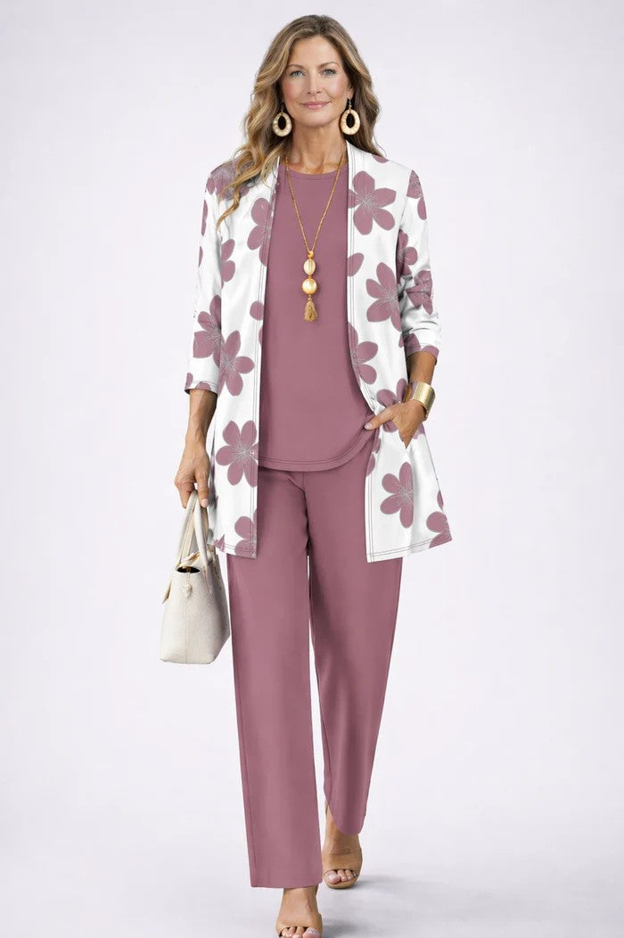 Carmen™ | Completo 3 Pezzi Elegante con Cardigan Lungo e Pantaloni