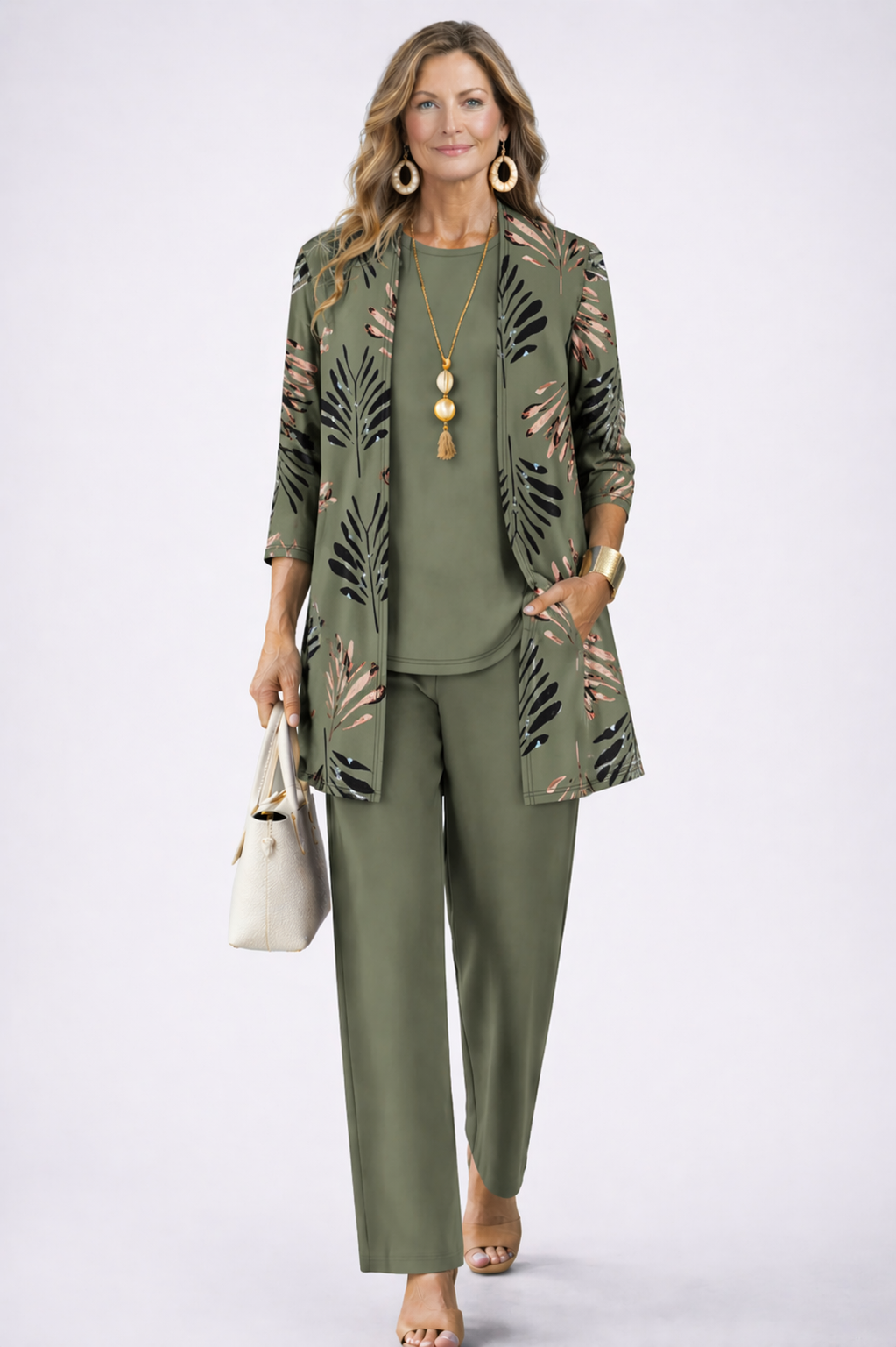 Carmen™ | Completo 3 Pezzi Elegante con Cardigan Lungo e Pantaloni