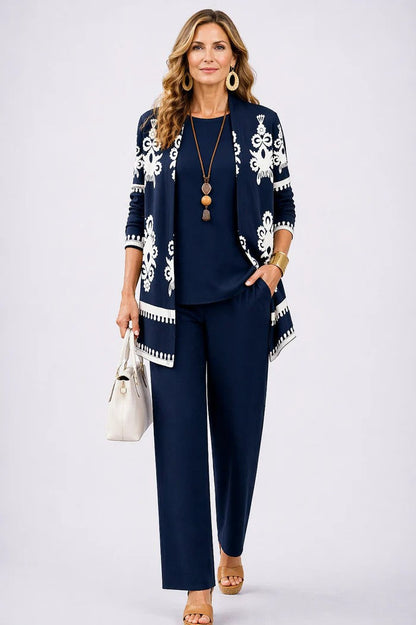 Carmen™ | Completo 3 Pezzi Elegante con Cardigan Lungo e Pantaloni