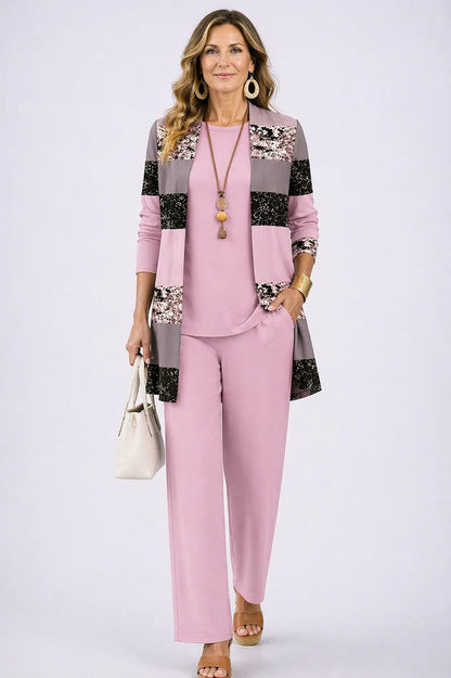 Carmen™ | Completo 3 Pezzi Elegante con Cardigan Lungo e Pantaloni