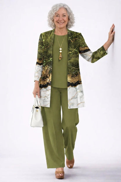 Carmen™ | Completo 3 Pezzi Elegante con Cardigan Lungo e Pantaloni