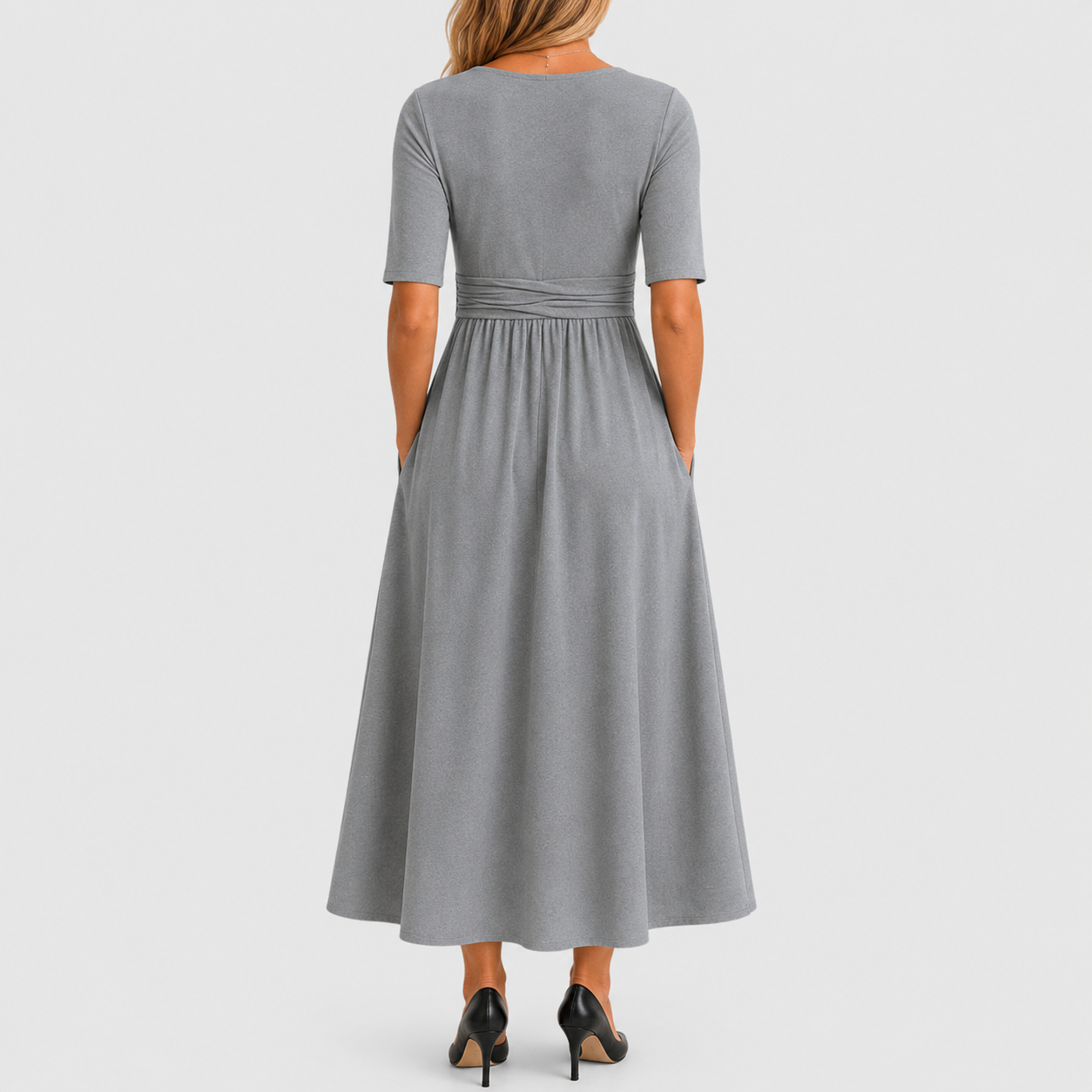 Elira | Abito Midi con Scollo Incrociato e Tasche