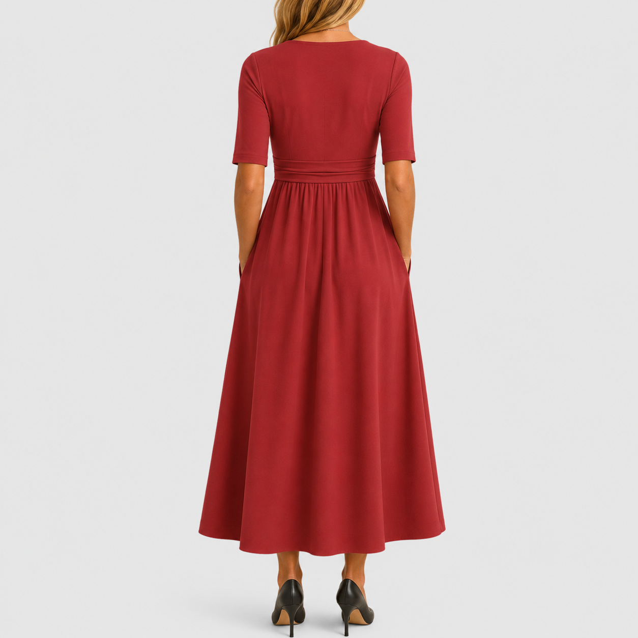 Elira | Abito Midi con Scollo Incrociato e Tasche