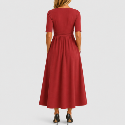 Elira | Abito Midi con Scollo Incrociato e Tasche