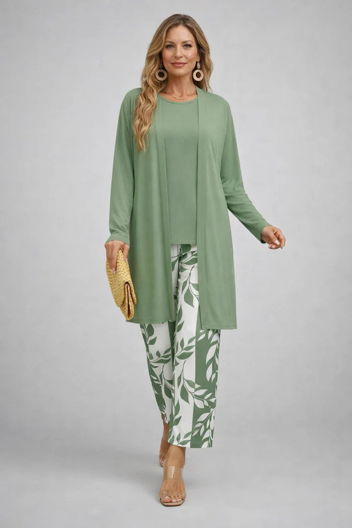 Carmen™ | Completo 3 Pezzi Elegante con Cardigan Lungo e Pantaloni