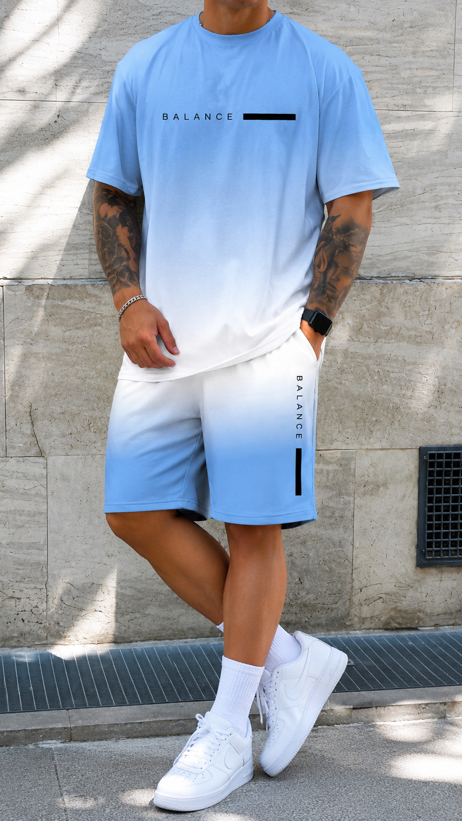 Varel | Completo Estivo Uomo Sfumato – T-Shirt e Pantaloncini Coordinati