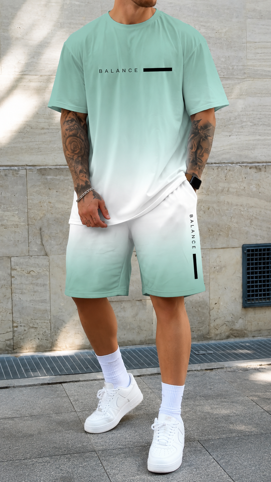 Varel | Completo Estivo Uomo Sfumato – T-Shirt e Pantaloncini Coordinati