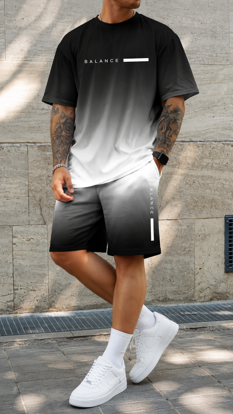 Varel | Completo Estivo Uomo Sfumato – T-Shirt e Pantaloncini Coordinati